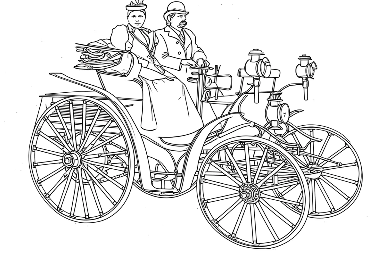 Karl Benz workshop Patent-Motorwagen coloring page