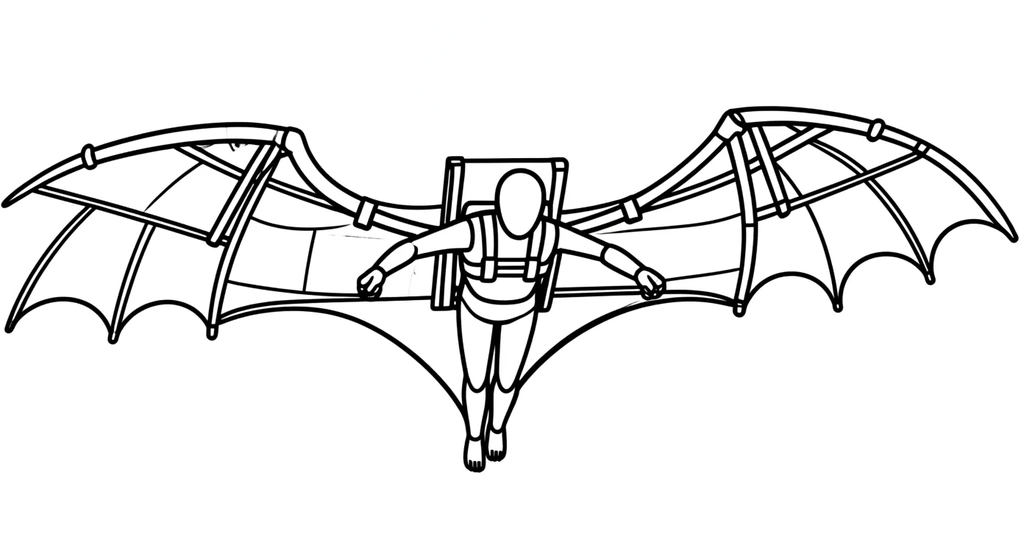 Da Vinci flying machine ornithopter coloring page