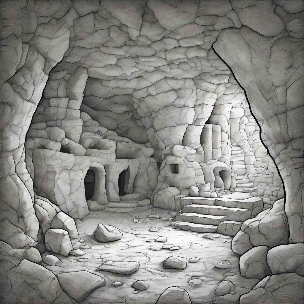 Paleolithic human camp fire ice age coloring page