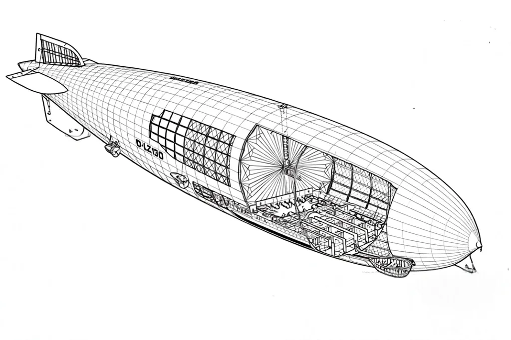 Hindenburg airship dirigible coloring page