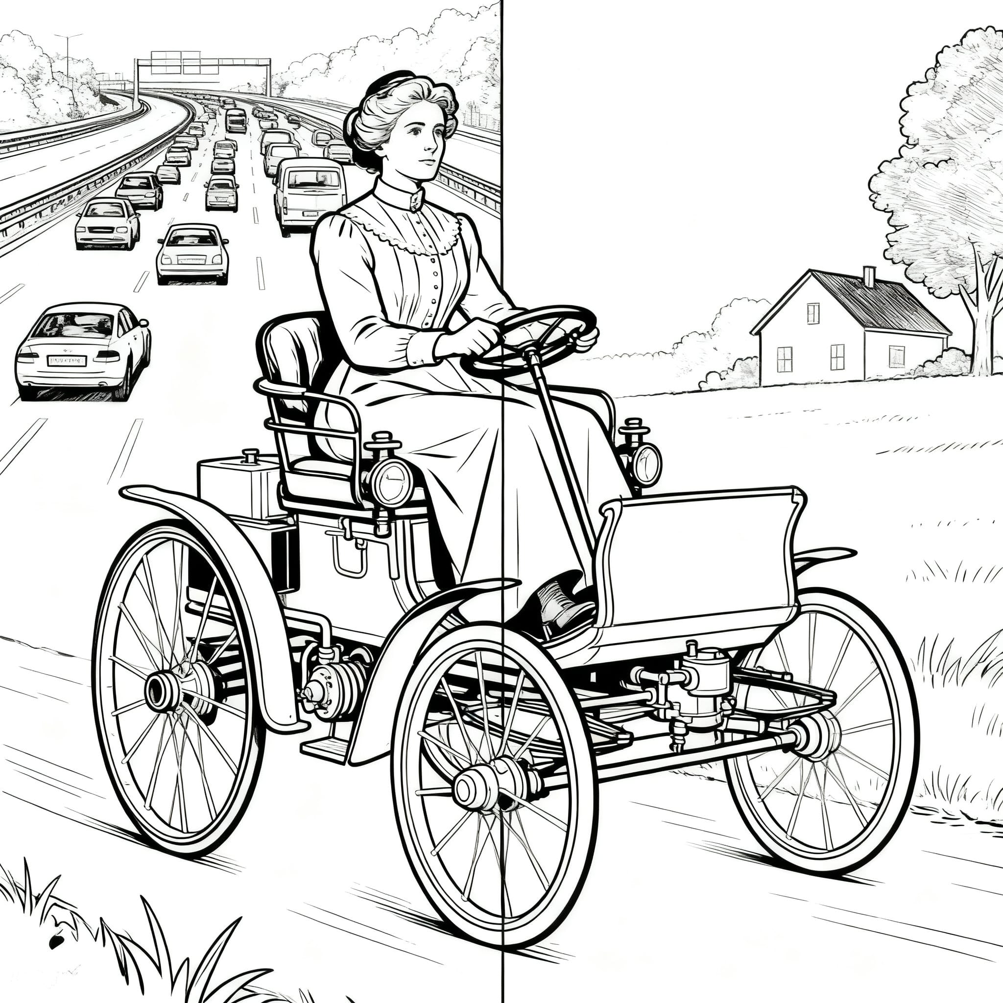 The road Bertha Benz started — coloring page